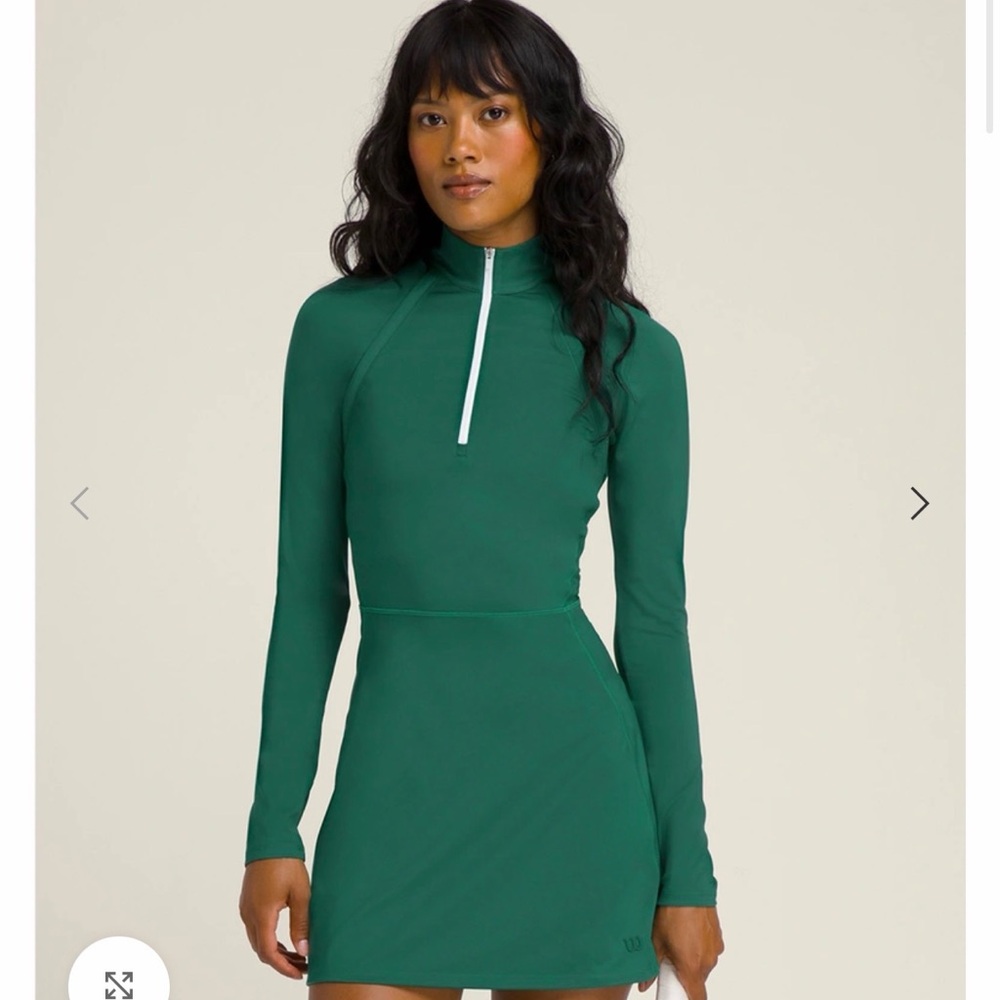 NWT Wilson Tie Breaker Convertible Tennis Dress Green Long Sleeve Size S